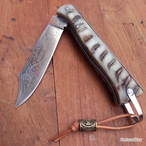 Unique Couteau DOUKDOUK France Custom Manche en M�tal et Corne de B�lier