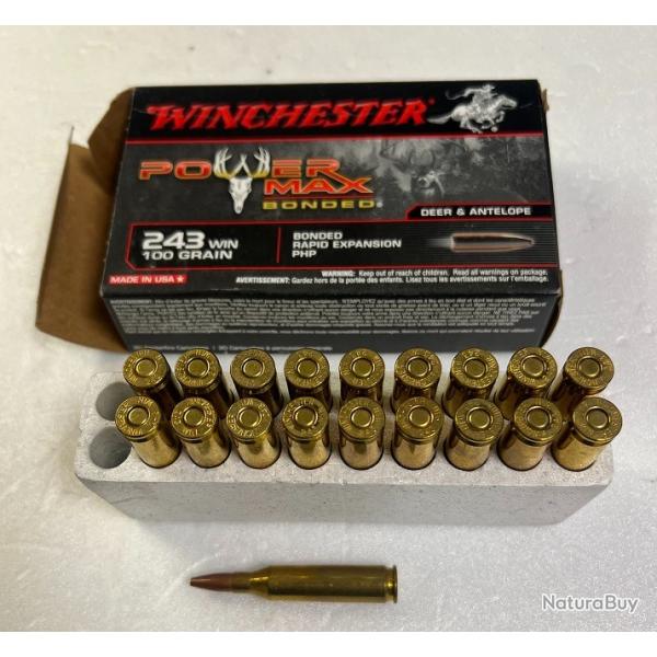 BALLES 243 WINCHESTER POWER MAX 100 GRAINS