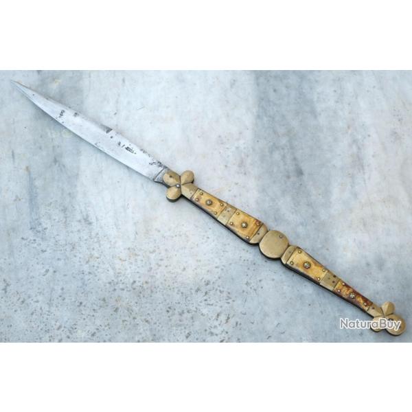 Grand Couteau 47,5 cm pliant Navaja Vendetta XIX�me si�cle Lame sign�e Pique � Oloron rf CAE25NAV001