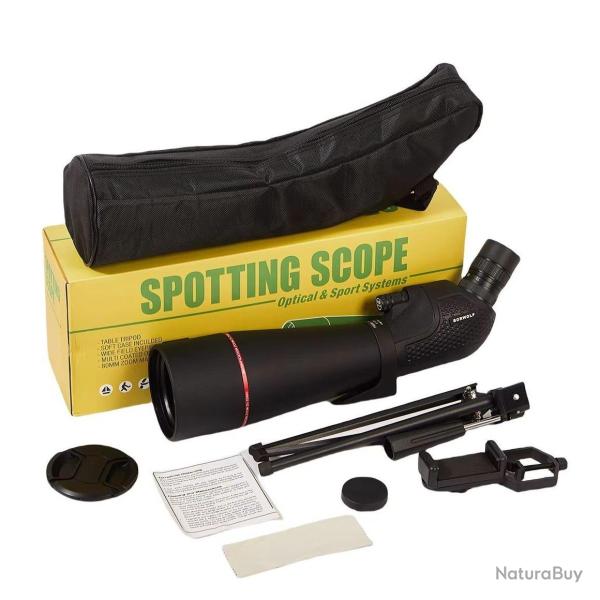 Longue-Vue Spotting Scope Portable *Ench�re* Avec Tr�pied 80 mm FMC +Support T�l�phone