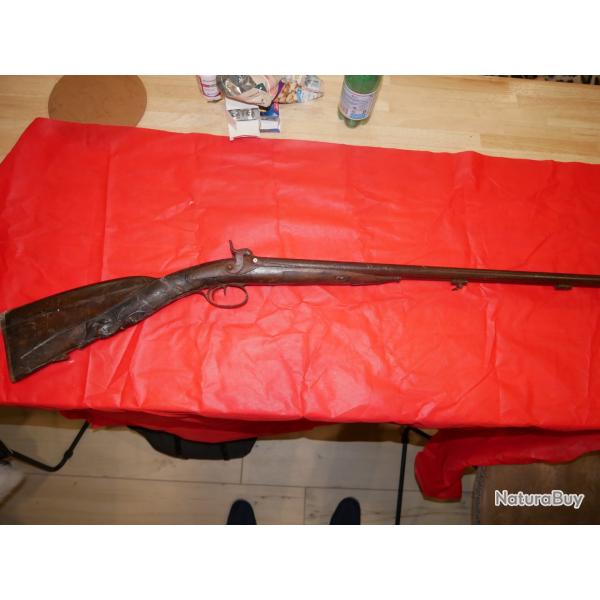 Fusil de chasse � percussion � restaurer, crosse cass�e