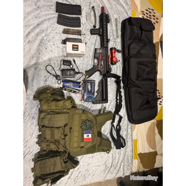 Lot airsoft complet - M4 Colt Sierra + �quipement + point rouge