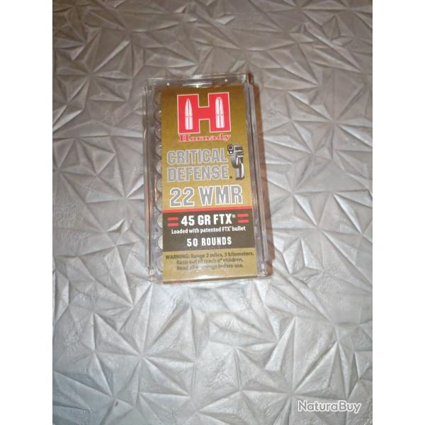 Balles Hornady Critical Defense 22 WMR 45GR FTX