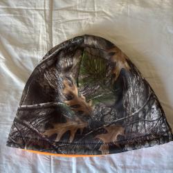 Bonnet camouflage vert r&eacute;versible orange