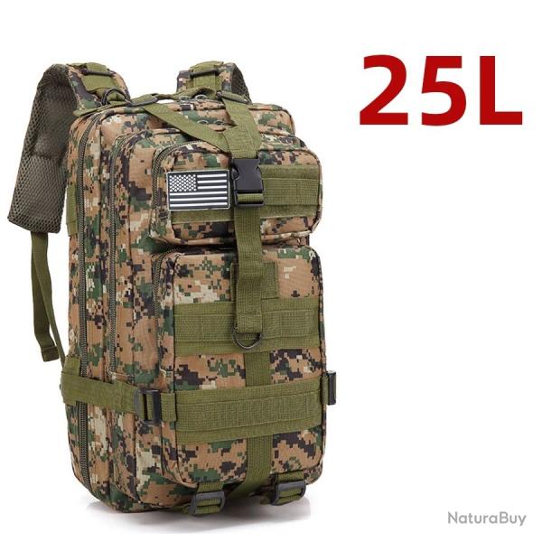 Sac � dos camouflage 25L tactique Imperm�able pour la chasse la p�che le camping le trekking