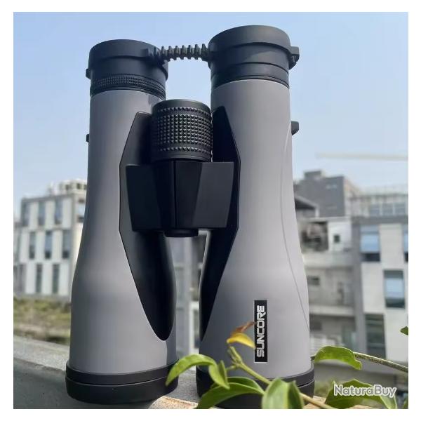 Jumelles 12x50 HD 23mm avec grossissement Compactes Haute Puissance pour Chasse Oiseaux Voyages Gris