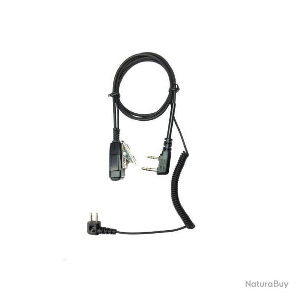 C�BLE MICRO POUR CASQUE ANTIBRUIT 3M PELTOR SPORTTAC - J22 - KENWOOD TK/ MIDLAND CT ET G10