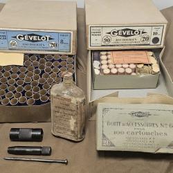 Lot ancienne douilles chasse ancien GEVELOT Cal 20 outil rechargement collection