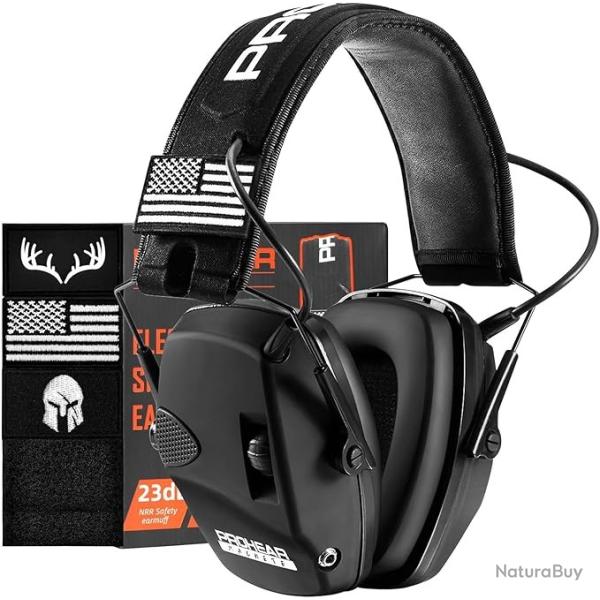 Casque Antibruit �lectronique Protection Auditive Tir et Chasse R�duction du Bruit NRR 23dB Noir