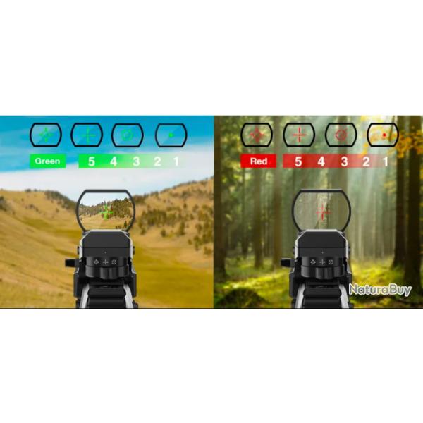 Viseur point rouge / vert multi-r�ticules - Rail 20 mm - Compact /TIR SPORTIF/CHASSE/AIRSOFT