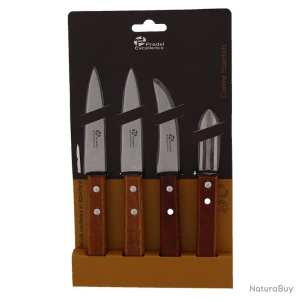 SET 4 COUTEAUX MANCHE BOIS - PRADEL EXCELLENCE