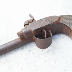 Pistolet coffre &agrave; double canon avec un canon absent - XIX -  ref COU25DBL001