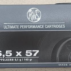 cartouches RWS 6,5x57 DK 9,1g /140gr