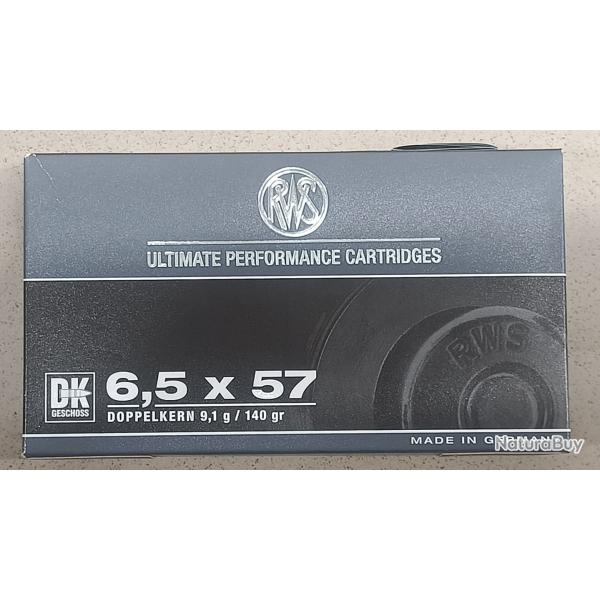 cartouches RWS 6,5x57 DK 9,1g /140gr