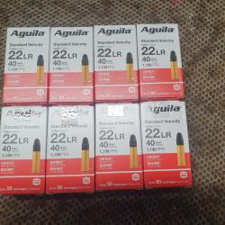 lot de 8 boites soit 400 cartouches AGUILA de 22 LR mle STANDARD VELOCITY &agrave; balle plomb de 40 grs