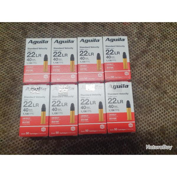 lot de 8 boites soit 400 cartouches AGUILA de 22 LR mle STANDARD VELOCITY � balle plomb de 40 grs