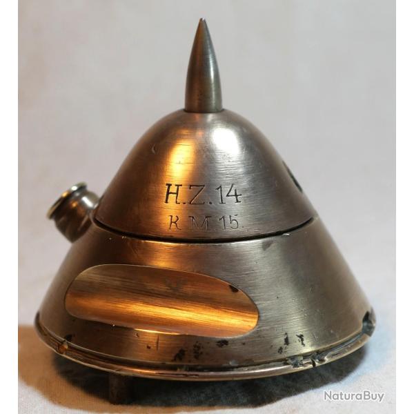 Trench Art encrier ALLEMAND 14 18 en forme de casque � pointe ref MOE25ENC001