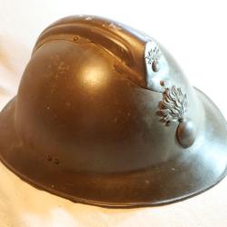 Rare Casque Adrian mod&egrave;le 26 d'officier kaki avec double grenade OUB25CSQ003