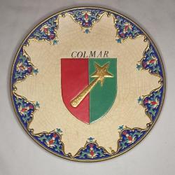 Plat &eacute;maux de LONGWY souvenir Lib&eacute;ration COLMAR 44/45