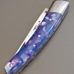 COUTEAU LE THIERS PAR T.F&Eacute;DDE, manche CRISTALIUM, guilloch&eacute;.