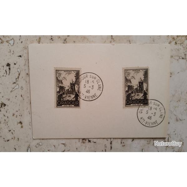 Timbres commemoratifs d'Oradour-sur-Glane du 5/3/1946