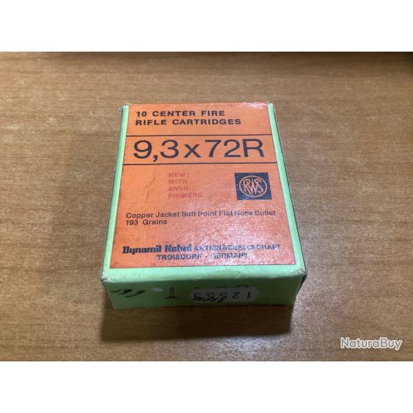 Lot munitions de 90 balles RWS calibre 9,3x72R 193gr