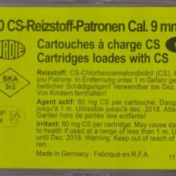 Cartouches 9Mm/380 Cs A Gaz X10