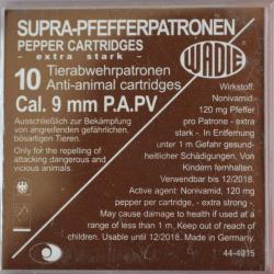 Cartouches 9Mm Pa Pv Supra Pepper A Gaz X10
