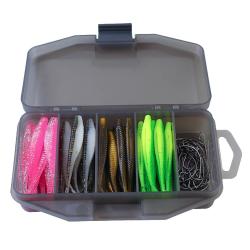 61 leurres souples 6.5 cm p&ecirc;che finesse bo&icirc;te transport incluse couleurs al&eacute;atoires