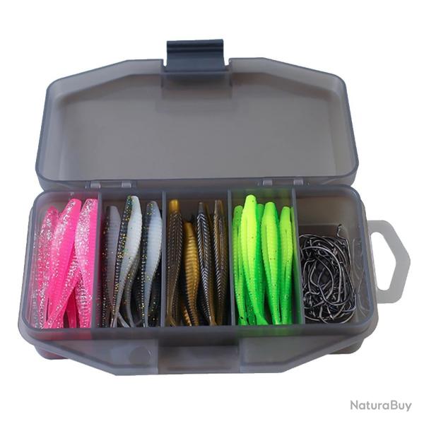 61 leurres souples 6.5 cm p�che finesse bo�te transport incluse couleurs al�atoires