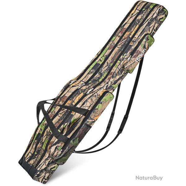 Housse de Transport Canne � P�che 150cm Imperm�able Plusieurs Poches Pliable Grande Capacit�