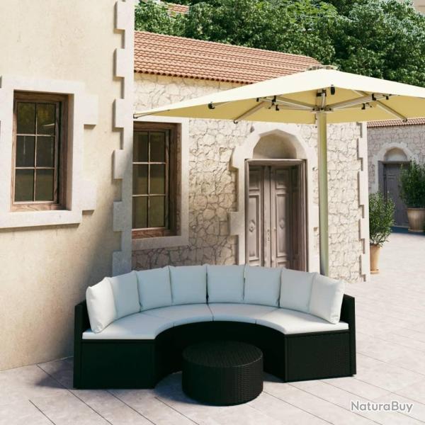 Salon de jardin 5 pcs avec coussins R�sine tress�e Noir