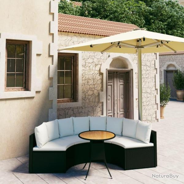 Salon de jardin 5 pcs avec coussins R�sine tress�e Noir