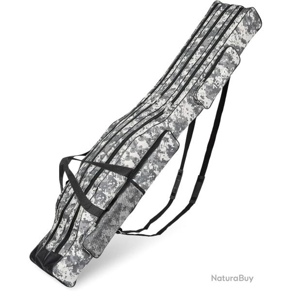 Housse de Transport Canne � P�che Pliante Longueur 150cm Grande Capacit� Plusieurs Poches
