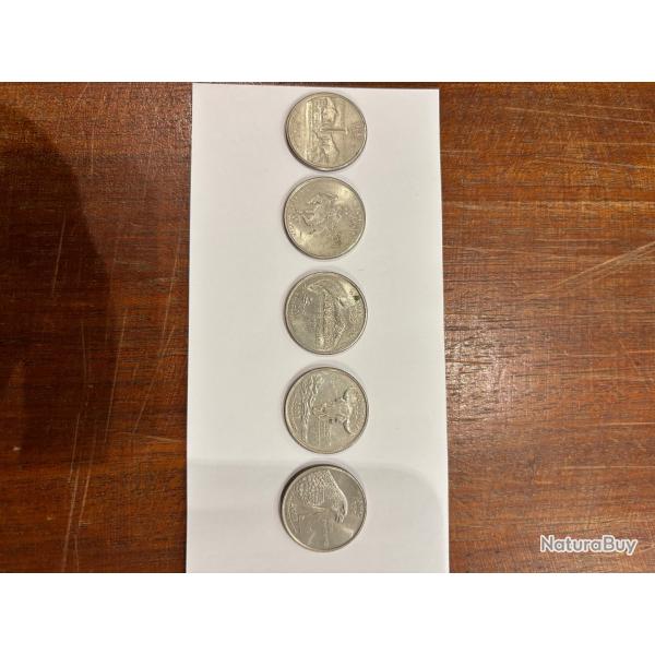 1 lot de 5Pi�ces de monnaies quarter dollar de 2007 �tats Unis