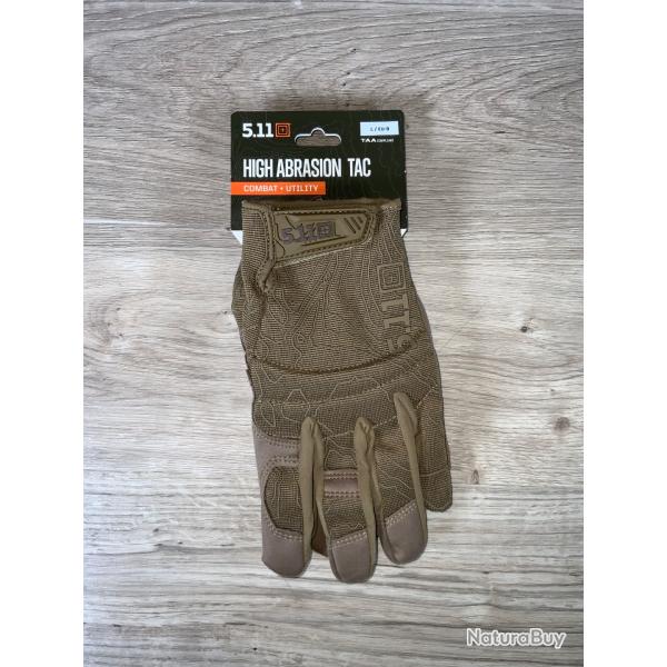 GANTS 5.11 HIGH ABRASION TAC GLOVE COULEUR KANGAROO TAILLE- L
