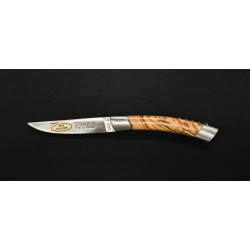 Couteau pliant Le Thiers par le Fid&egrave;le - Manche en bois d'olivier avec tire bouchon