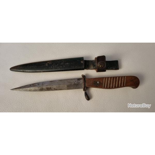 Couteau de tranchee allemand 14-18 Marquage initiales KJ 1918