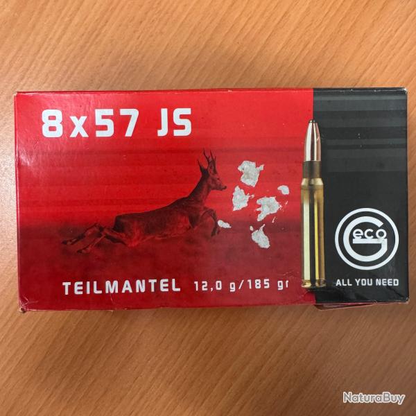 BOITE ABIMEE ! GECO 8 X 57 JS TEILMANTEL 185 Gr Demi Blind�e - Boite de 20 cartouches