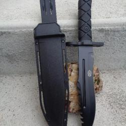 Couteau Bayonette Couteau Bowie Survie Extraction Tactical Lame Acier 3Cr15 Manche Abs Etui Nylon