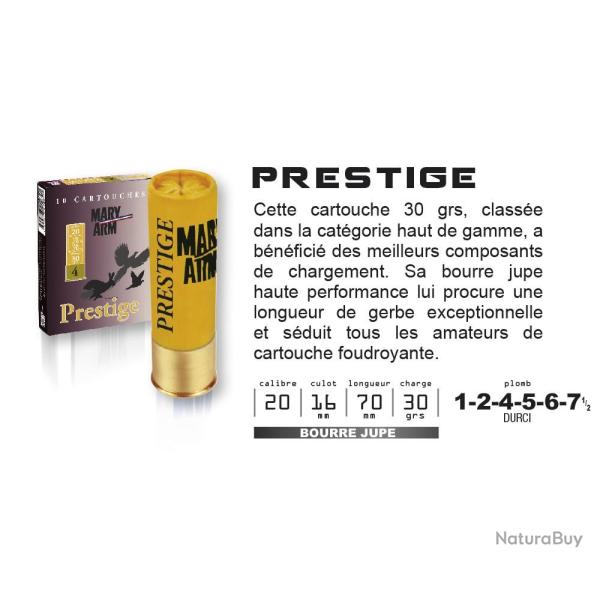 Cartouches MARY ARM PRESTIGE Calibre 20/70 30grs bourre � jupe 2