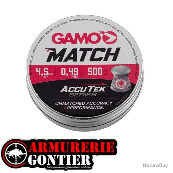 Plombs GAMO ACCUTEK MATCH 4.5MM 0.49G X500