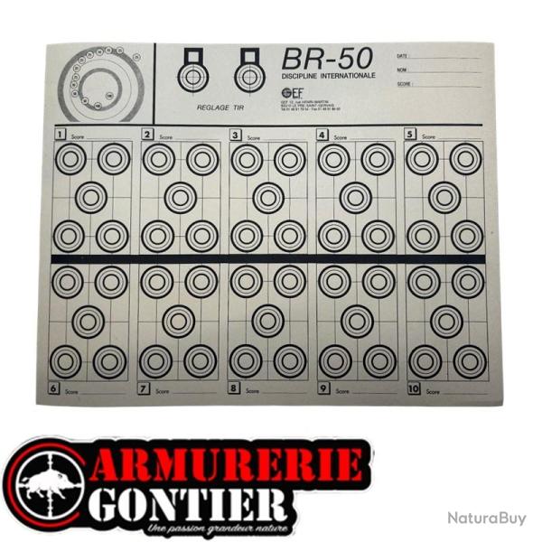 Lot de 10 cibles BENCHREST BR-50 28,5 � 36 CM GEF