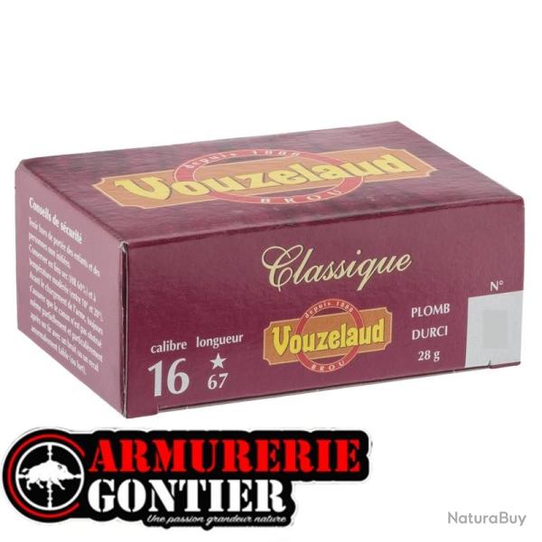 Cartouches VOUZELAUD 16 67 16 28g Classique Grand Culot bourre jupe