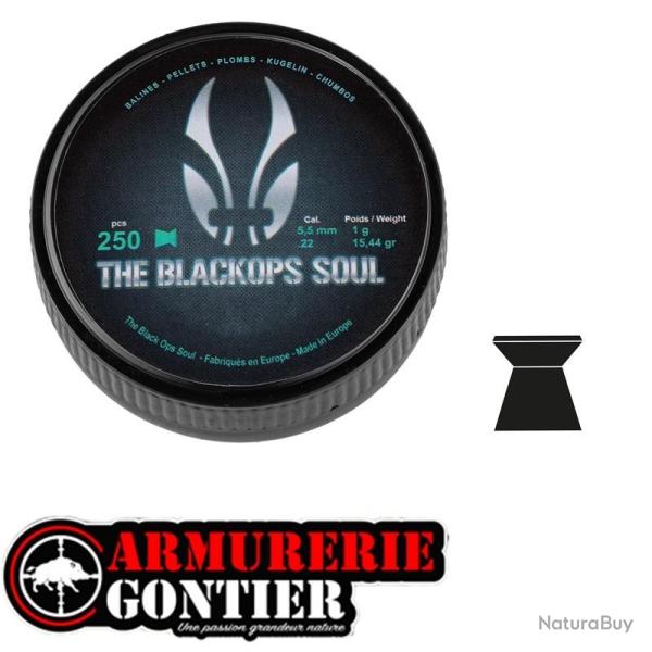 Plombs The Black Ops Soul � t�te plate cal. 5,5 mm 1.00g 15.44gr X250