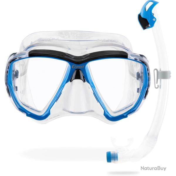 CRESSI Big Eyes + Seal Dry Combo Clear/Azure - Ensemble Combin� pour Adultes Masque Big Eyes et Tuba