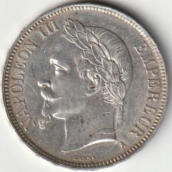 Pi&egrave;ce de Monnaie ARGENT France 5 francs NAPOLEON III t&ecirc;te laur&eacute;e 1870 Paris Recherch&eacute;e Qualit&eacute;