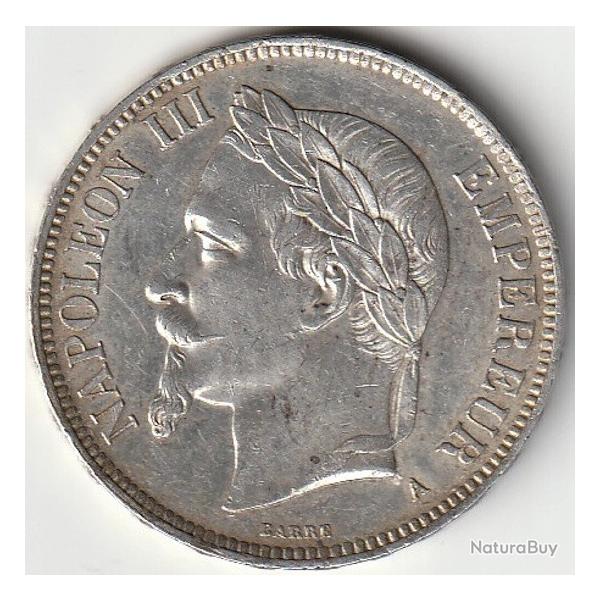 Pi�ce de Monnaie ARGENT France 5 francs NAPOLEON III t�te laur�e 1870 Paris Recherch�e Qualit�