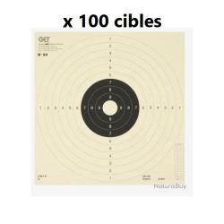 100 Cibles C50 pour le tir &agrave; 25 / 50 m - centre blanc
