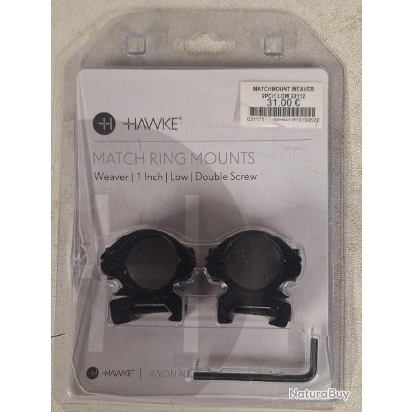 Colliers montage fixe lunette Hawke 30mm neuf